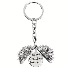 Engraved Sunflower Charm Keychain Pendant - Christmas Gift