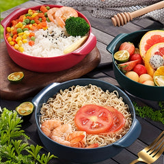 Double Ear Noodle Bowl Reusable Non Slip Food Container Microwave Heating Bowl