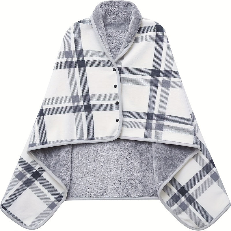 Multifunctional Shawl Blanket Double Layer Flannel Wearable Blanket