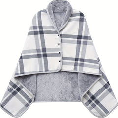 Multifunctional Shawl Blanket Double Layer Flannel Wearable Blanket
