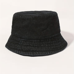 Denim Washed Bucket Hat Lightweight Solid Basin Hat Casual Sunshade