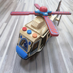 Wooden Music Helicopter Colorful Airplane Fighter Toy
