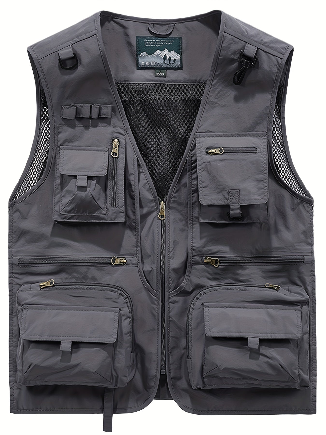 Men's Breathable Mesh Zip Up Cargo Vest for Fishing Hiking Trekking