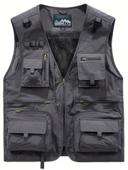 Men's Casual V Neck Zip Up Vest For Spring Summer Outdoor Fishing