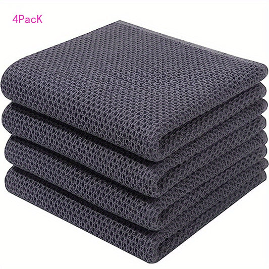 4pcs Cotton Waffle Dish Cloths Absorbent Quick Drying Dish Towels