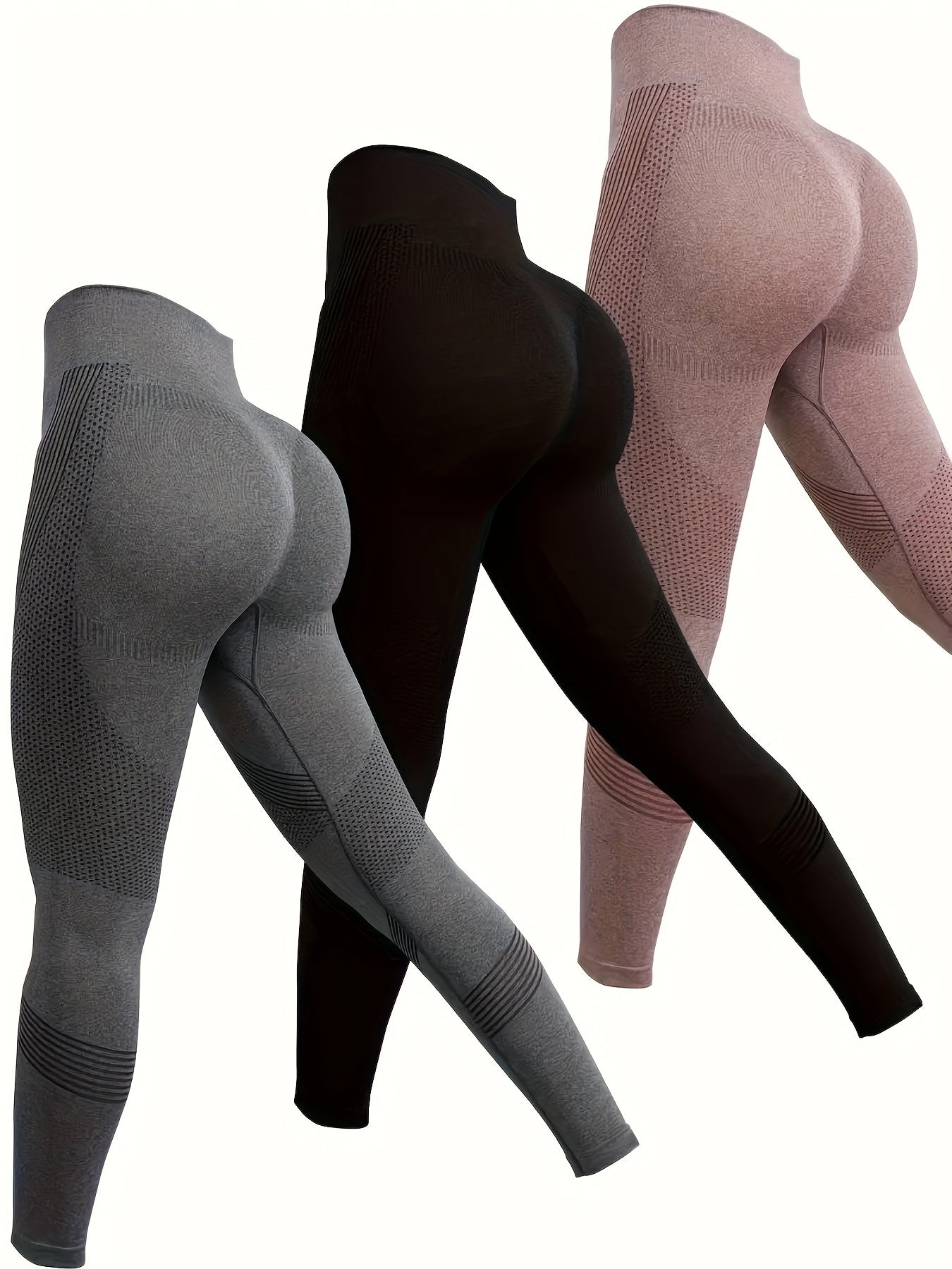 3pcs Women's Solid Leggings for Sports Yoga Soft Stretchy Activewear Pants