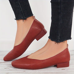 Women's Pointed Toe Ballet Flats Slip On PU Leather Shoes