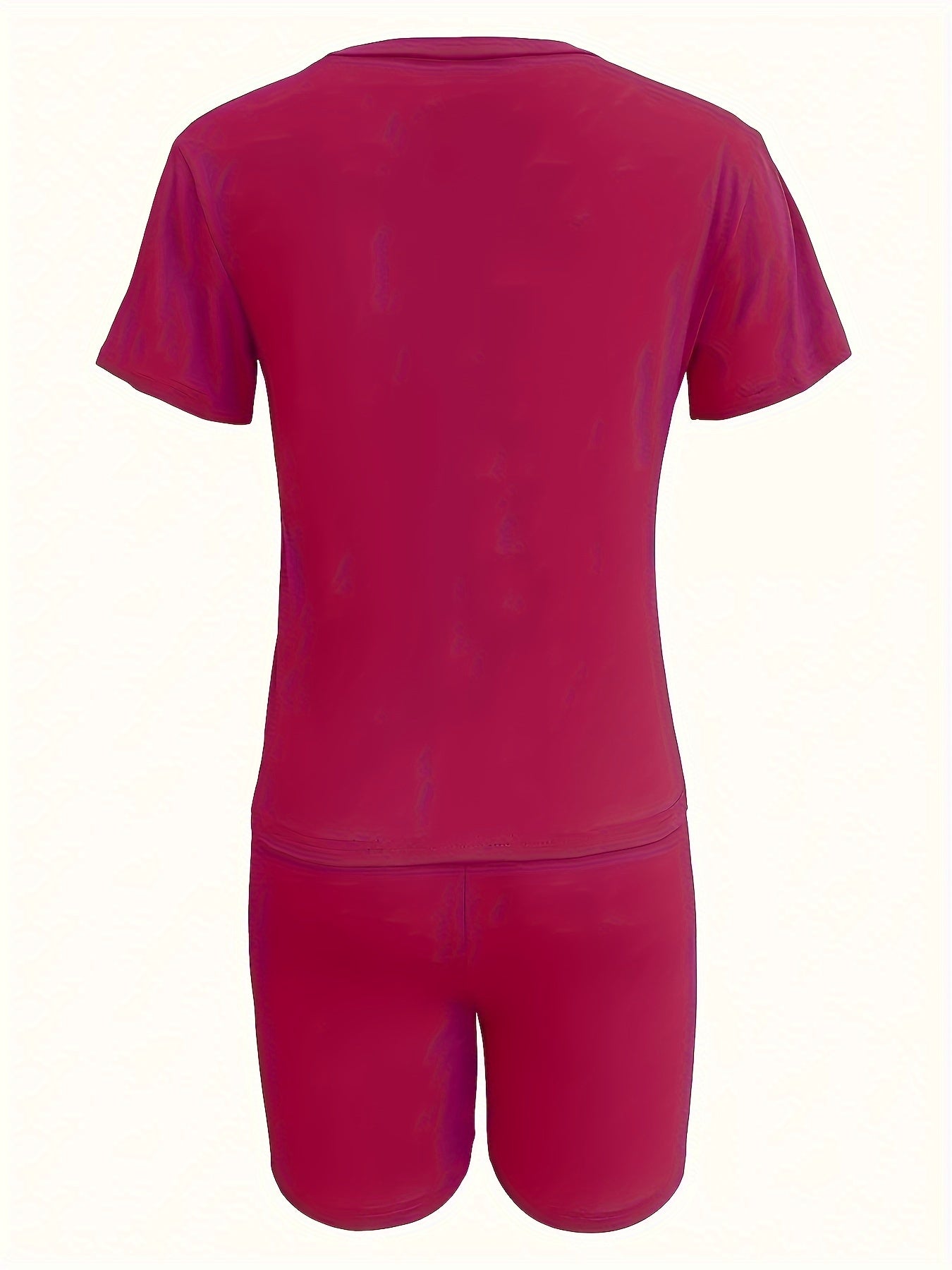 Number Print Short Sleeve Tee & Biker Shorts Pajama Set