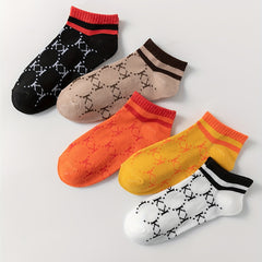 5 Pairs Letter Print Short Socks Women's Stockings