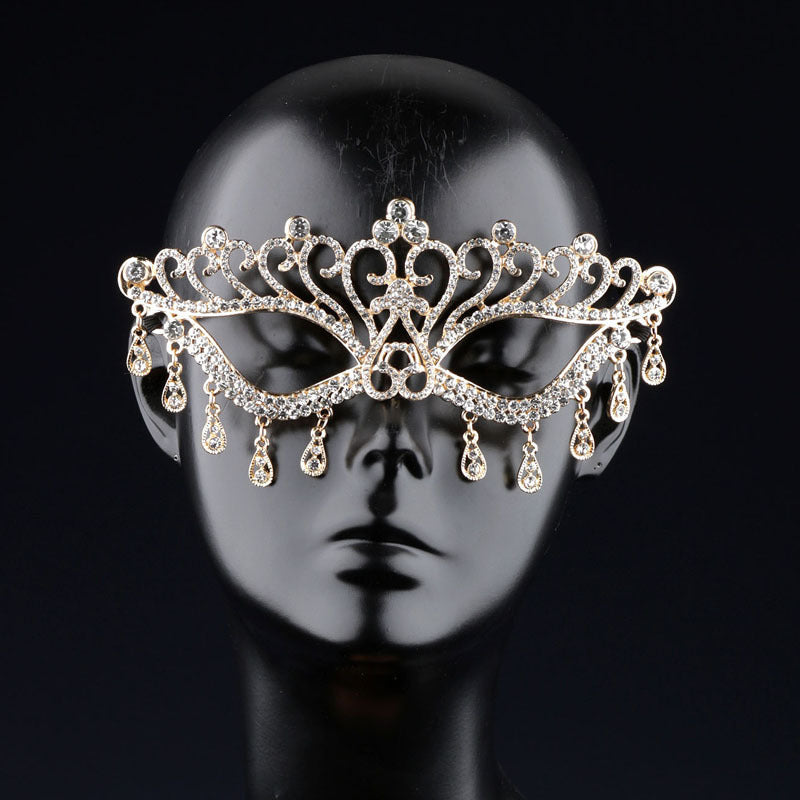 Bridal Dance Mask Headdress Wedding Decor Rhinestone Tassel Face Cover