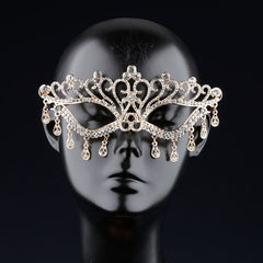 Bridal Dance Mask Headdress Wedding Decor Rhinestone Tassel Face Cover