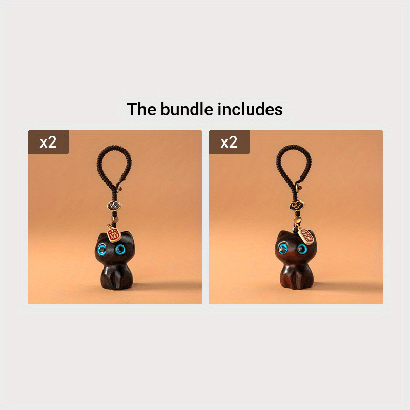 Sandalwood Cat Keychain for Men and Women