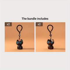Sandalwood Cat Keychain for Men and Women