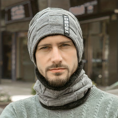 Winter Beanie Hat & Scarf Set Thick Fleece Neck Warmer Skull Cap Keep Ear Warm