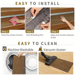 Natural Linen Non Slip Stair Treads for Wooden Steps Indoor