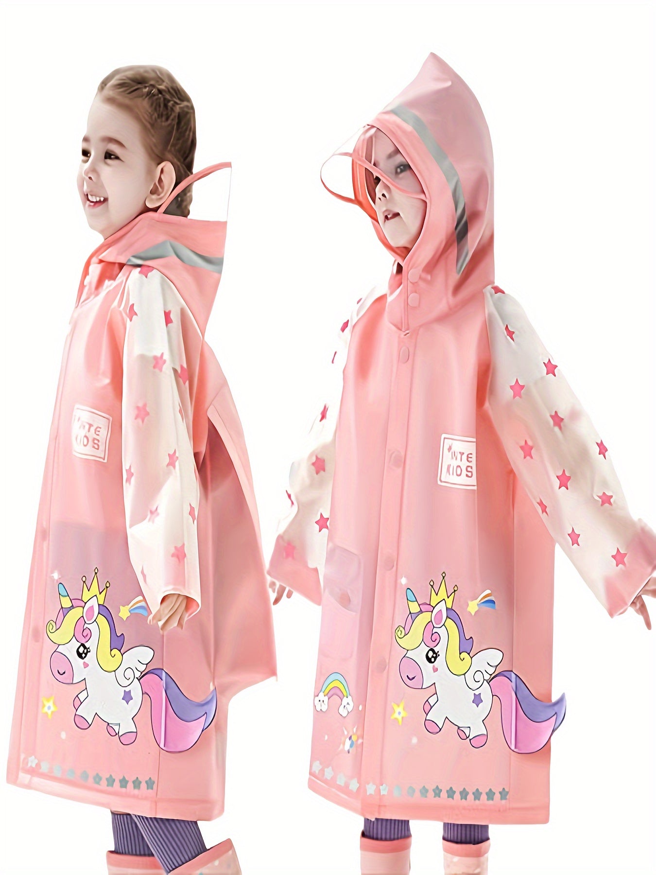 Girls Unicorn Graphic Hooded Raincoat - Gift