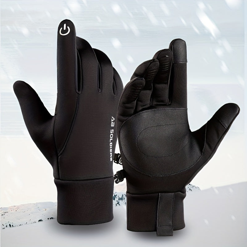 Winter Cycling Gloves Warm Polar Fleece Touch Screen Full Finger Gloves