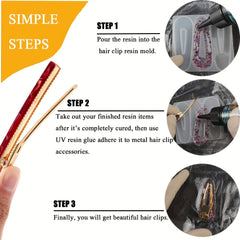 30pcs Hair Pin And Clip Silicone Epoxy Resin Molds DIY Jewelry Making