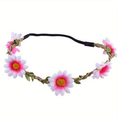 Girls Sunflower Headband Multicolor Floral Wreath for Wedding