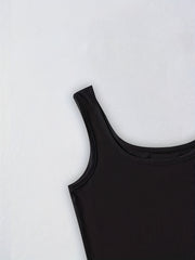 Ribbed Crop Tank Top & Elastic Waist Shorts Set Women's Outfit