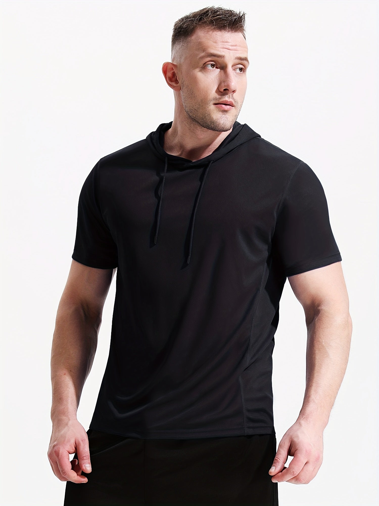 Men's Athletic Quick Dry Hooded T shirt Breathable Top