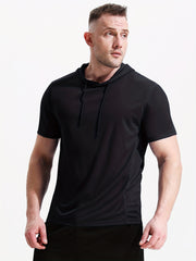 Men's Athletic Quick Dry Hooded T shirt Breathable Top