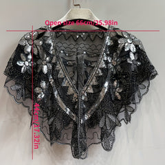 Vintage Sequin Beaded Cape Shawl for Women