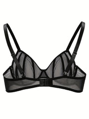 Sexy Striped Mesh Non Padded Underwire Bra