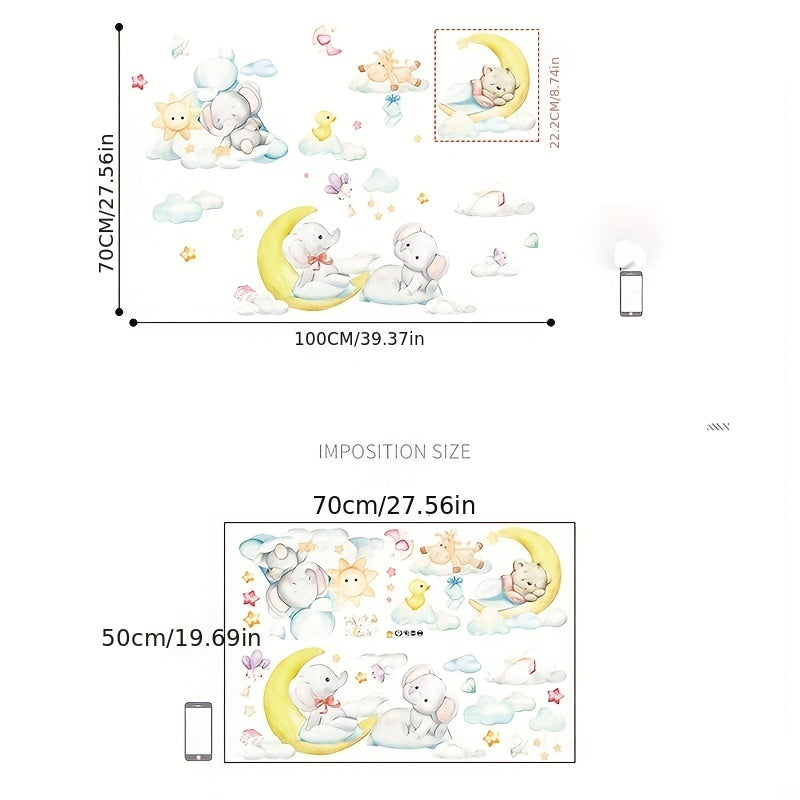 Moon Baby Elephant Bear Wall Stickers