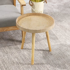 Rattan Nightstand with Solid Wood Legs - Space Saving and Lightweight