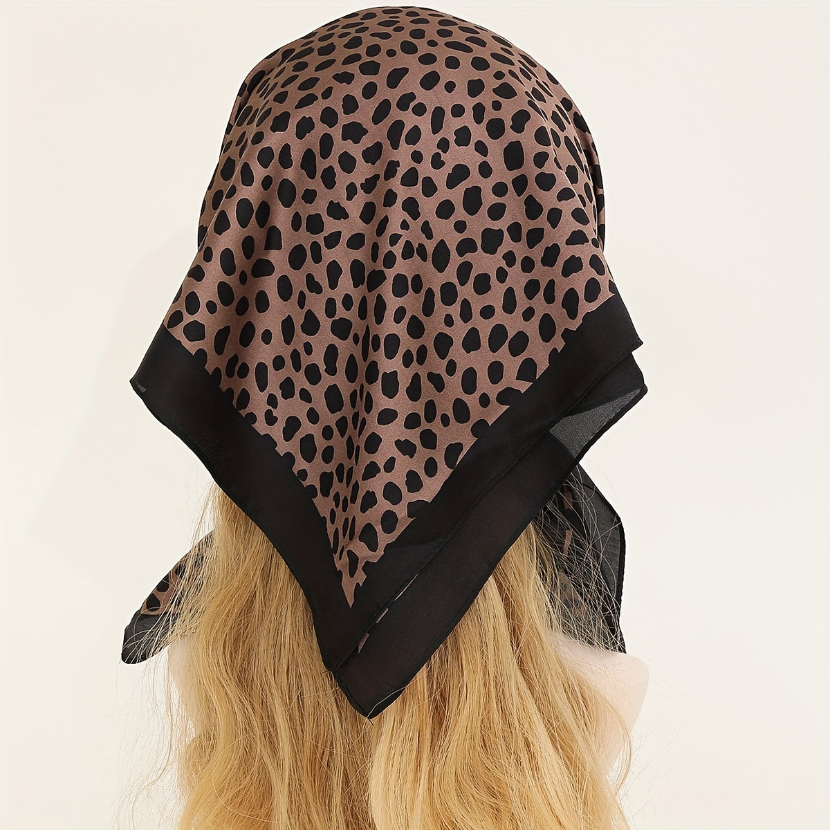 Leopard Print Bandana Satin Square Scarf for Women