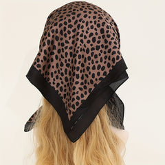 Leopard Print Bandana Satin Square Scarf for Women