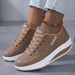Women's Letter Pattern Non slip Chunky Sneakers Lace up Walking Shoes