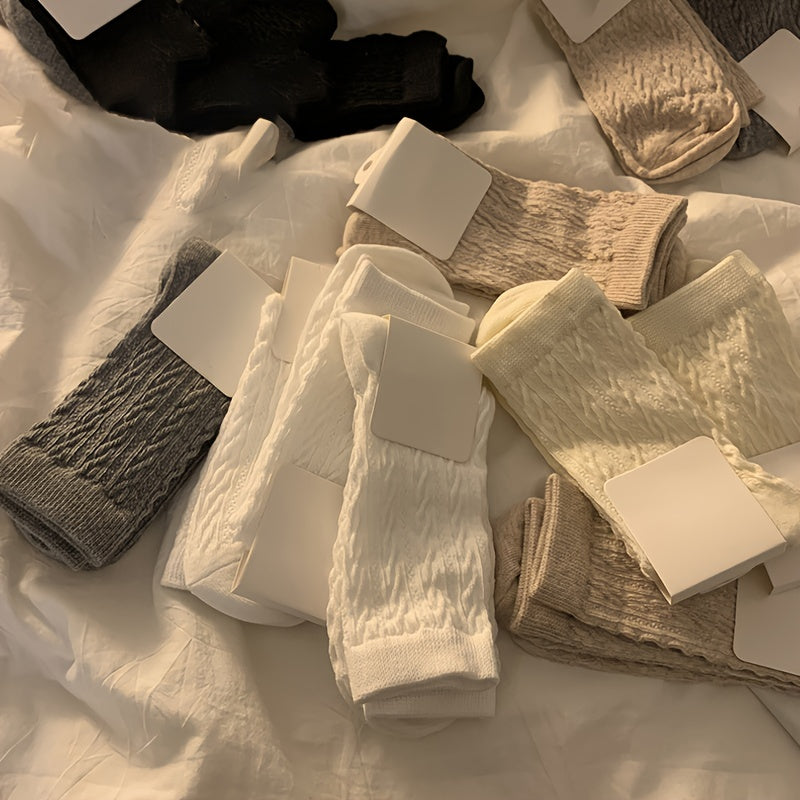 5 Pairs Twist Textured Socks Women's Stockings