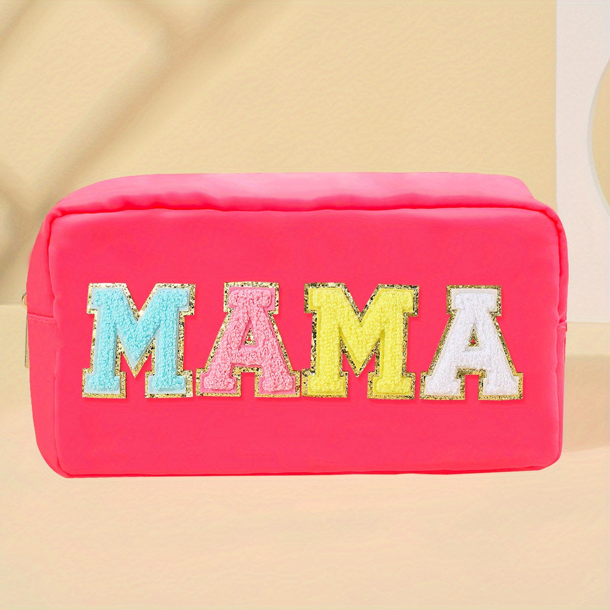 Waterproof Mama Pouch Makeup Bag Preppy Patch for Women and Girls