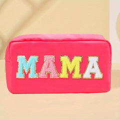 Waterproof Mama Pouch Makeup Bag Preppy Patch for Women and Girls
