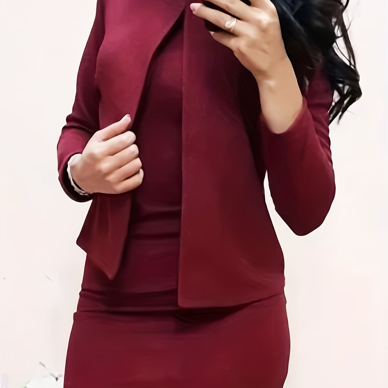 Slim Two-piece Dress Set Long Sleeve Jacket & Bodycon Dress