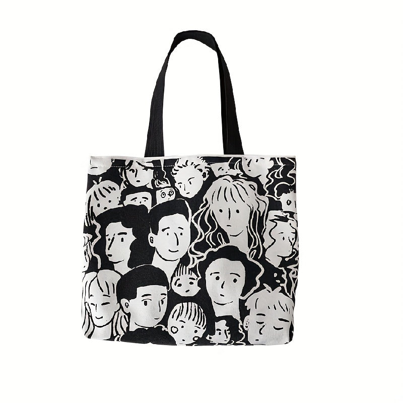 Canvas Tote Bag Large Capacity Casual Style Inside Pocket Zipper Shopping Choice