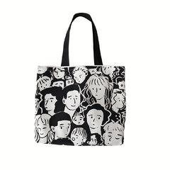 Canvas Tote Bag Large Capacity Casual Style Inside Pocket Zipper Shopping Choice
