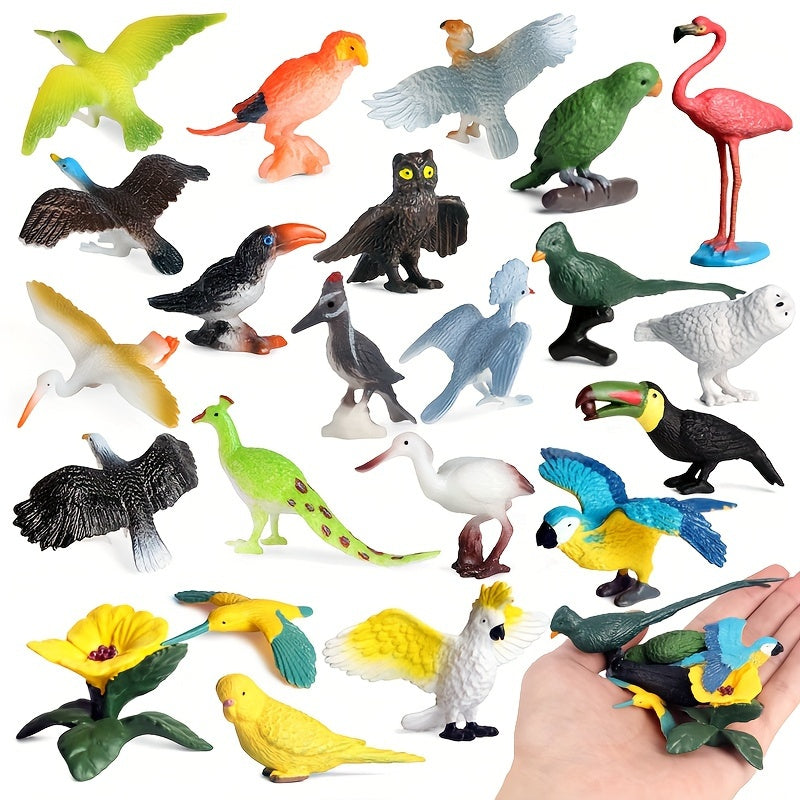 22pcs Animal Dolls Cognitive Toy Set - Parrots, Flamingos - Children's Puzzle
