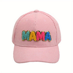 MAMA Patch Corduroy Baseball Cap Solid Casual Dad Hat Adjustable Sports Sun Hats