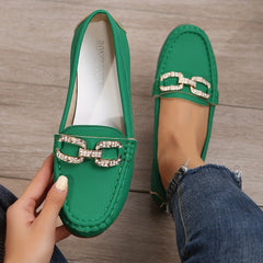 Women's Chain Decor Flat Loafers Slip On Soft Comfy Lightweight Daily Shoes