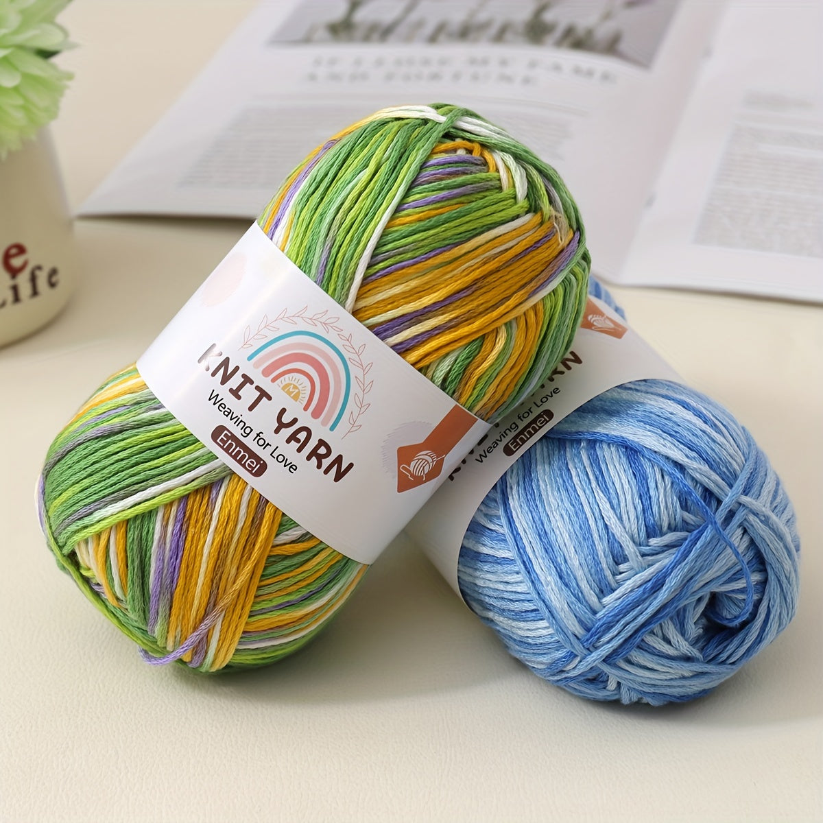 3pcs Colored Yarn Gradient Dyed Milk Cotton Thread for Knitting Crochet Crafts