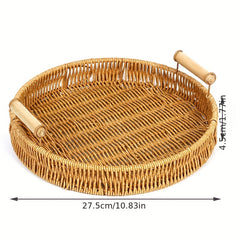 Rattan Serving Tray Heat Insulated Durable Basket Food Storage Display