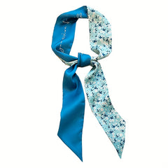 Floral Print Skinny Scarf Silk Block Ribbon Necktie Neckerchief