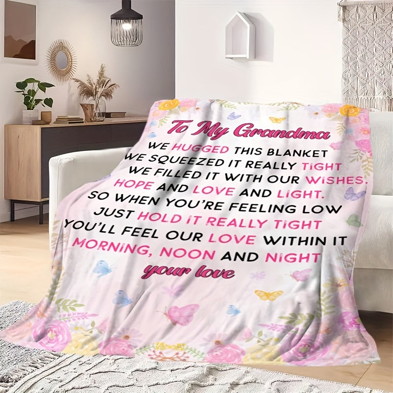 Creative Printed Flannel Warm Throw Blanket For Grandma