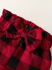 Baby Girls 3pcs Christmas Outfit MY 1ST CHRISTMAS Print Romper & Plaid Pants