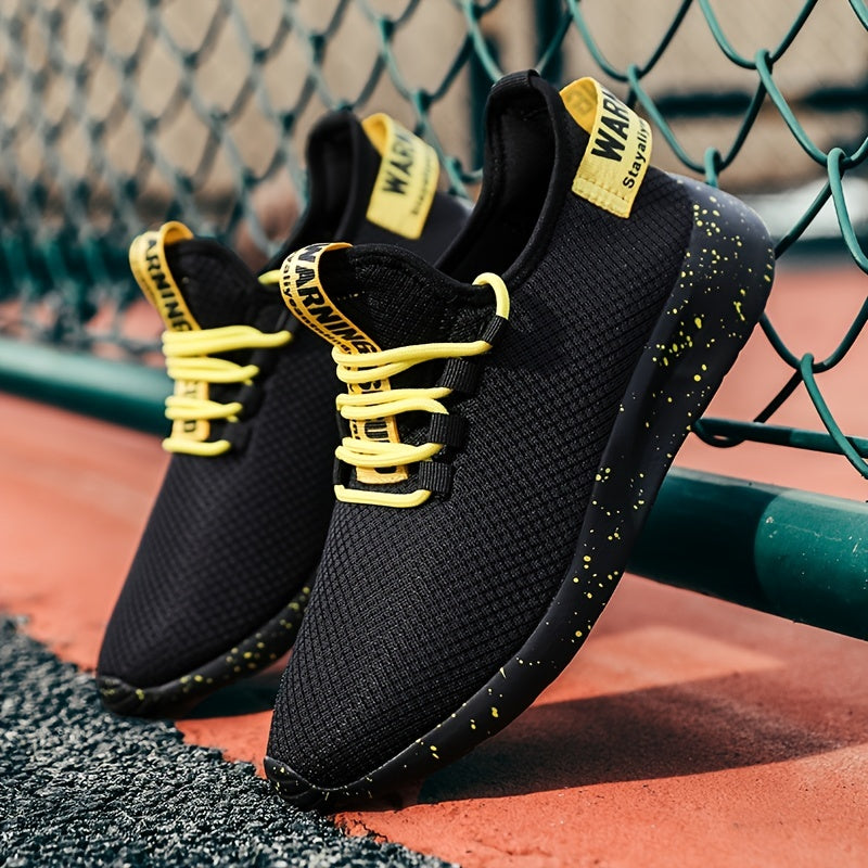 Men's Knit Letter Print Running Sneakers Soft Anti-skid Shoes