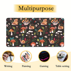 Mushrooms Snails Butterflies Large Desk Mat Gaming Mouse Pad