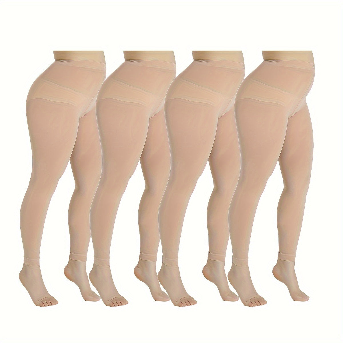 4 Pairs Plus Size Basic Stockings Elastic Ultra soft Tights Set